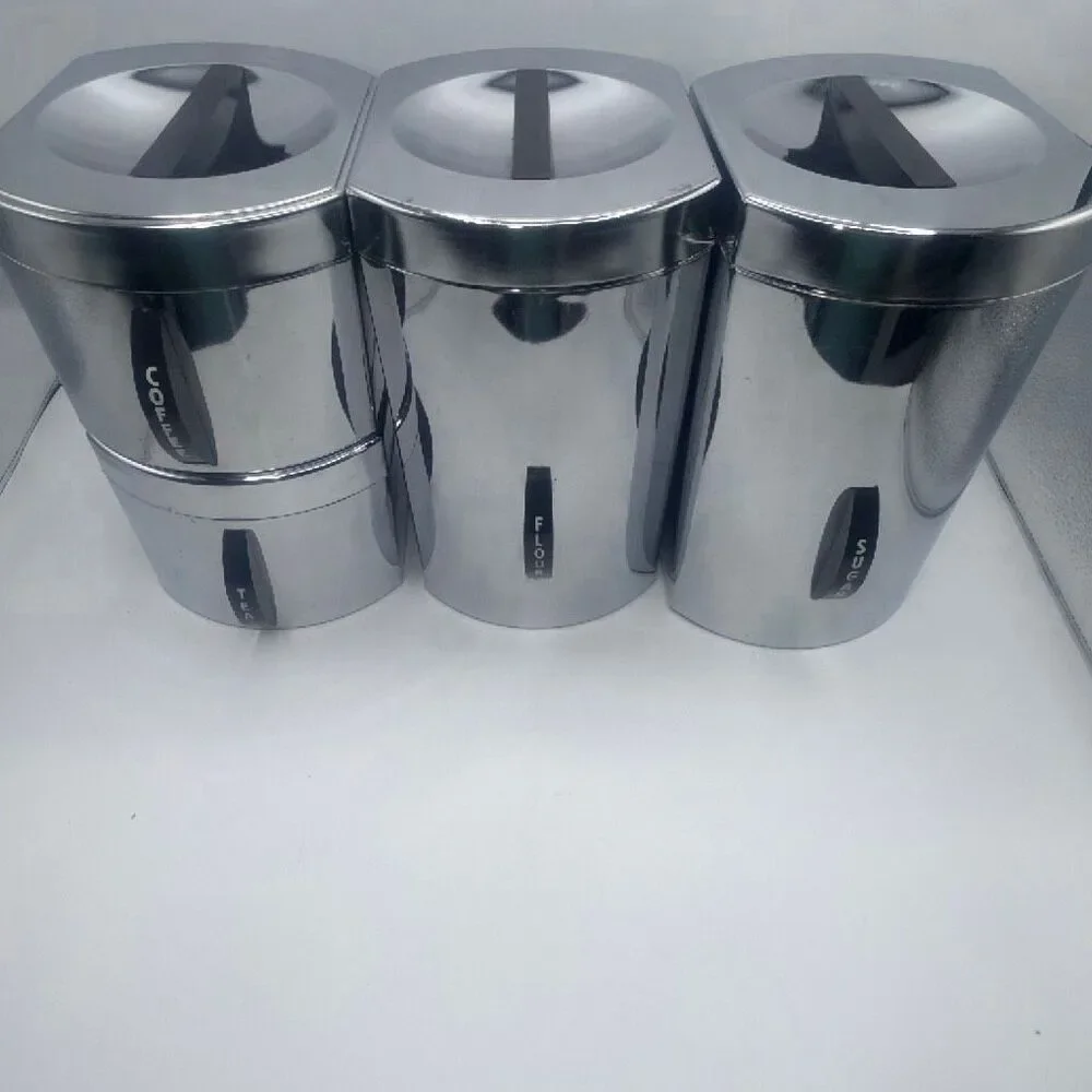 KROMEX Vintage MCM Tin Kitchen Canisters-Set of 4